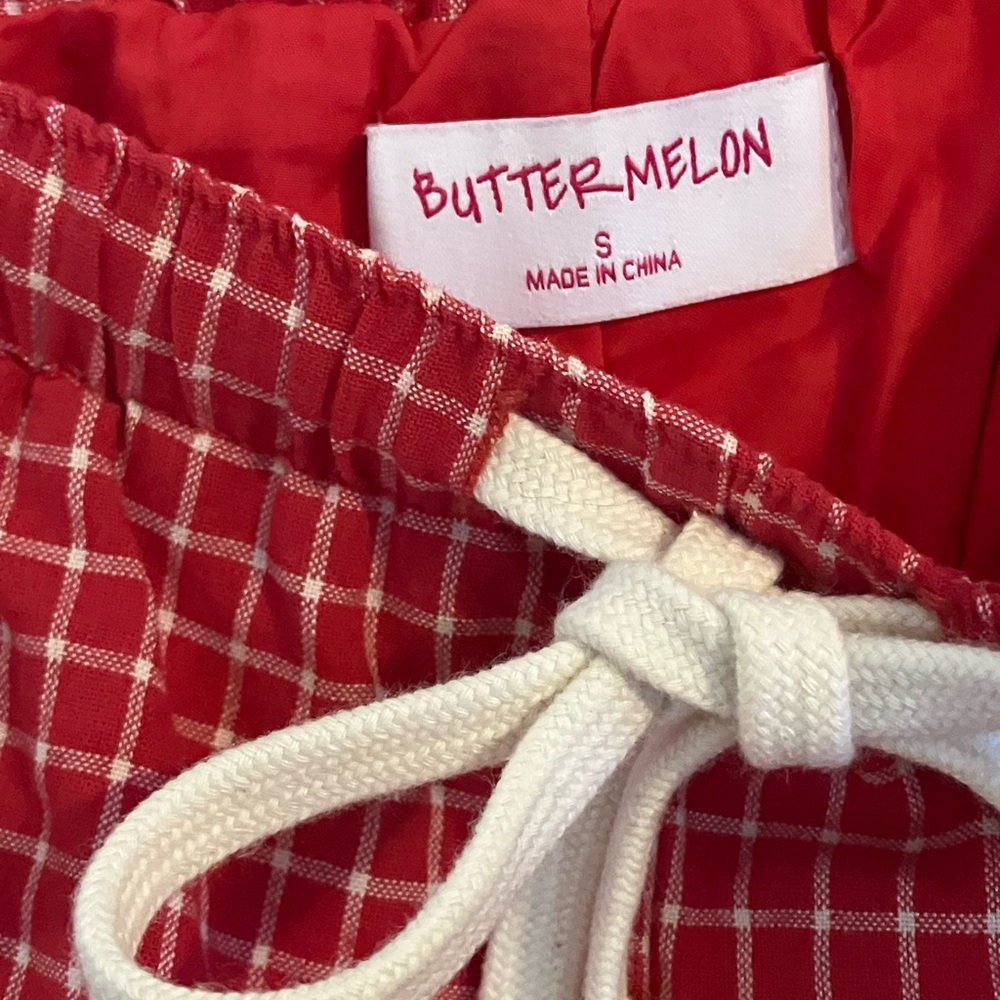 BUTTERMELON red white check pants sz S